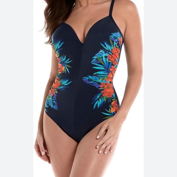 Miraclesuit Other - Miracle Suit Swimsuit One Piece Blue with Floral Plus Size Dark Blue